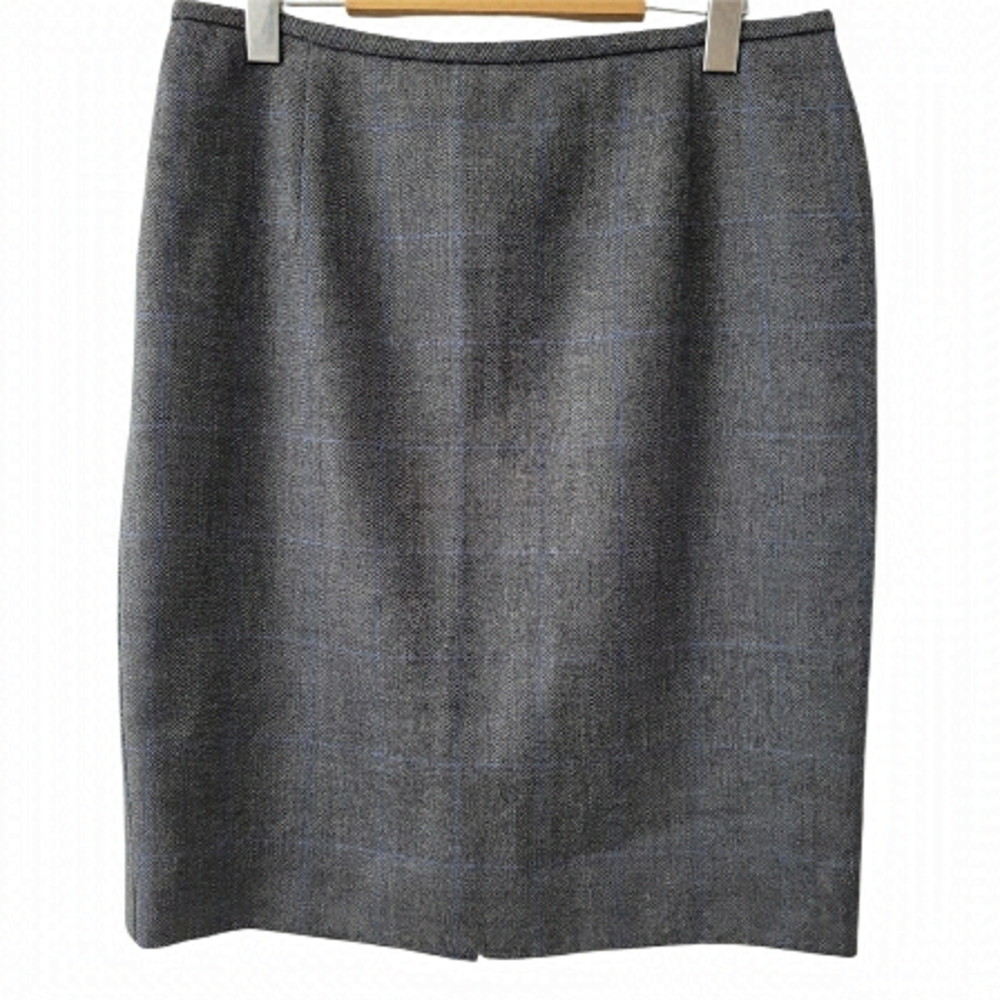WOMEN'S Wool Pencil Skirt Size 10  Gray Blue Pinstripe Plaid